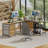 114 Inch L-Shaped Desk with Power Outlets & USB-C, Industrial Computer Desk with 6 Fabric Drawers, 3 Open Shelves & Movable Monitor Stands, Large Corner Office Desk for Gaming, Rustic Brown