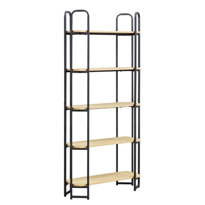 Étagère à livres et films à 5 niveaux, style industriel, idéale pour le bureau, le salon, la cuisine ou la chambre.