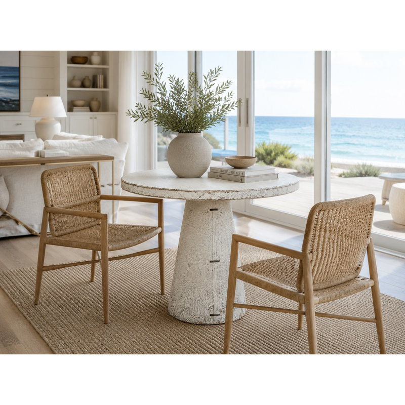 Solid Wood End Table, Off White