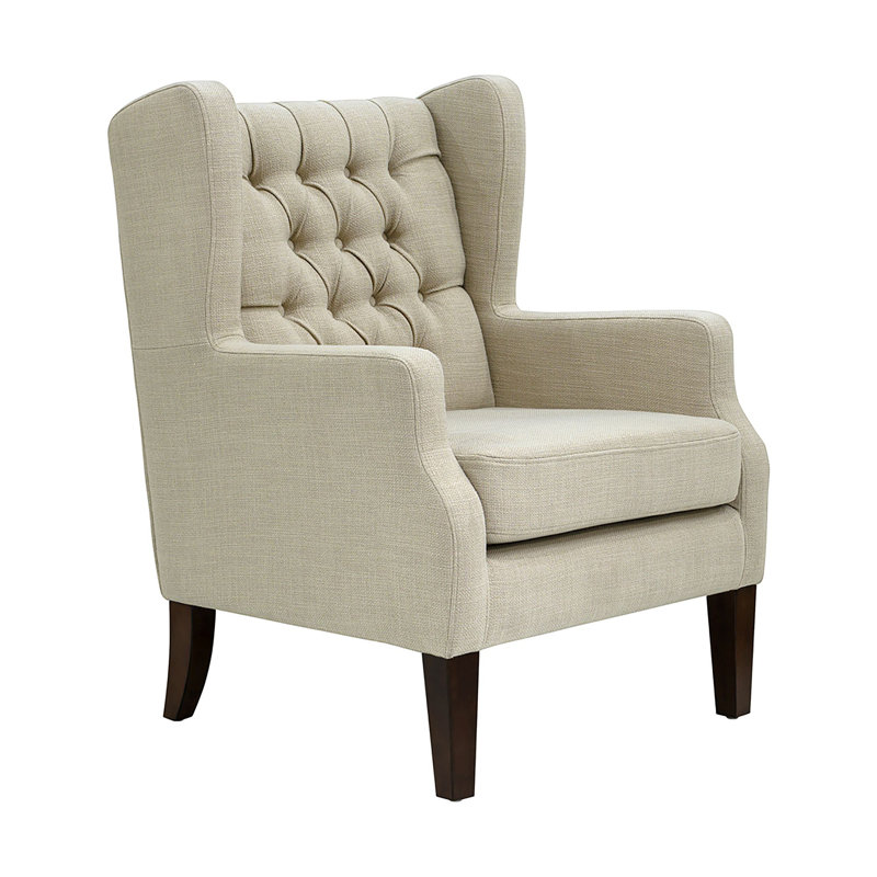 Fauteuil d'appoint à oreilles capitonné traditionnel de 30 po de largeur, Mélange de polyester et de lin