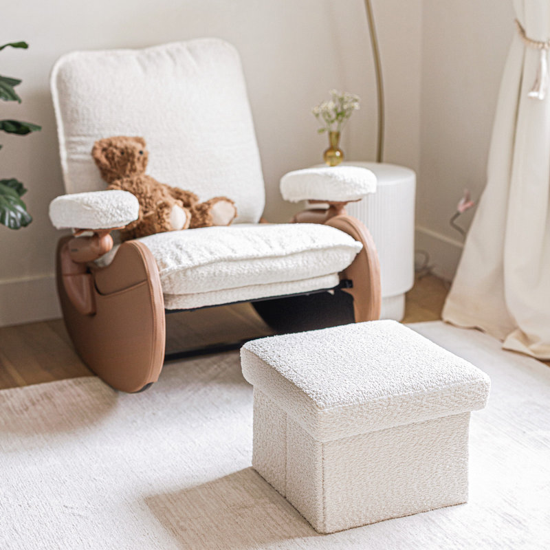 16" Wide Cube White Storage Ottoman, White
