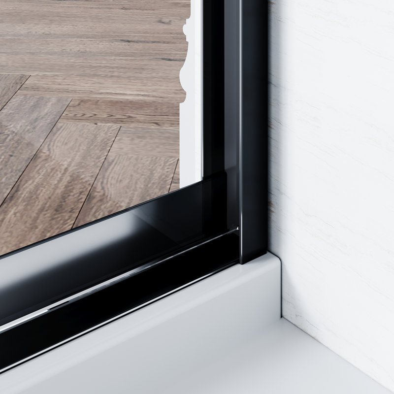 Porte de douche coulissante 57,5 "l 60" x H 72 "semi-sans cadre, Noir