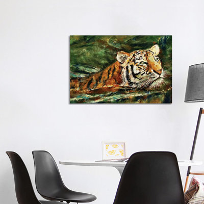 Swimming Tiger 1 Piece Wrapped Canvas Painting