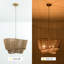 Lustre 5 lumières en bois de rotin en papier électroplaqué 21 po pour salon / chambre à coucher-1711651625