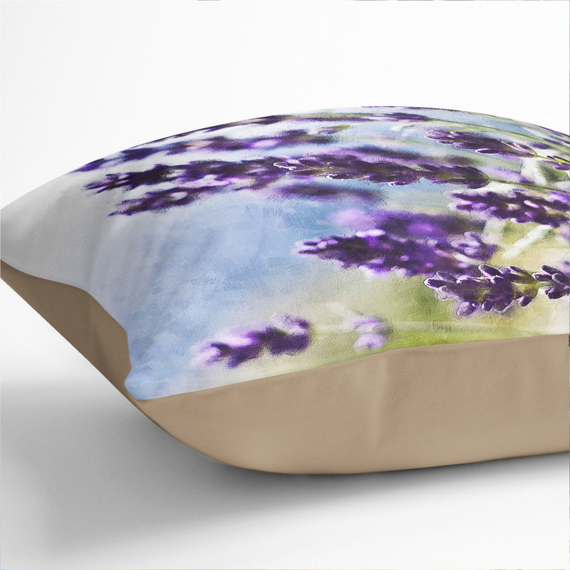 Lavender Vol.2 Painting Square Throw Cushion, Stone, 40cm H x 40cm W x 15cm D