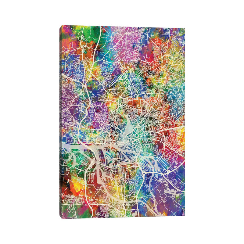 Hamburg Germany City Map I by Michael Tompsett - Wrapped Canvas Gallery-Wrapped Canvas Giclée