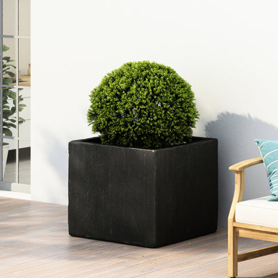 Jardinière extérieure noire carrée - l 22,04 po x P 18,24 po, béton léger, grand carré durable, noir