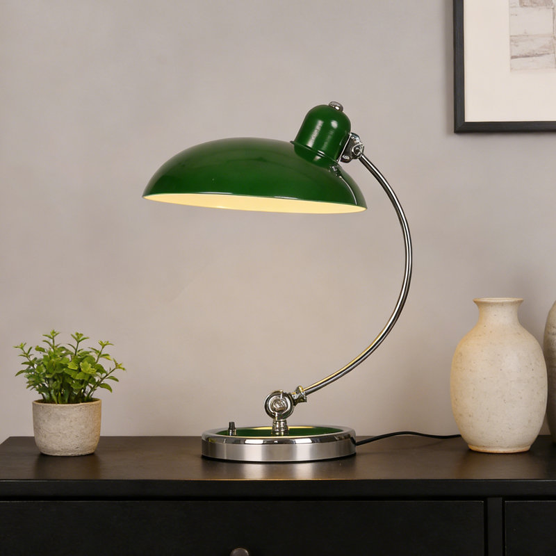 Modern Goose Neck Swing Arm Table Lamp, Green, 15.75" H x 11.22" W x 11.22" D