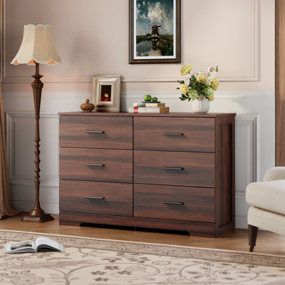 6 Drawer Dresser Chest Metal Handles Modern Storage Bedroom Entryway Hallway Organizer