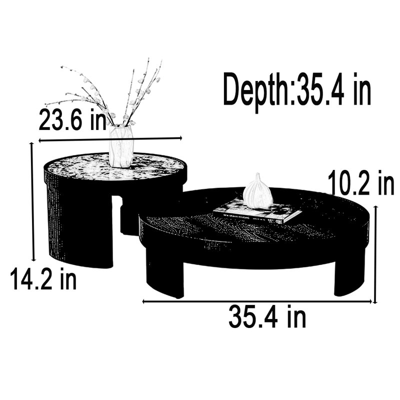 Ensemble de tables basses rondes en marbre noir