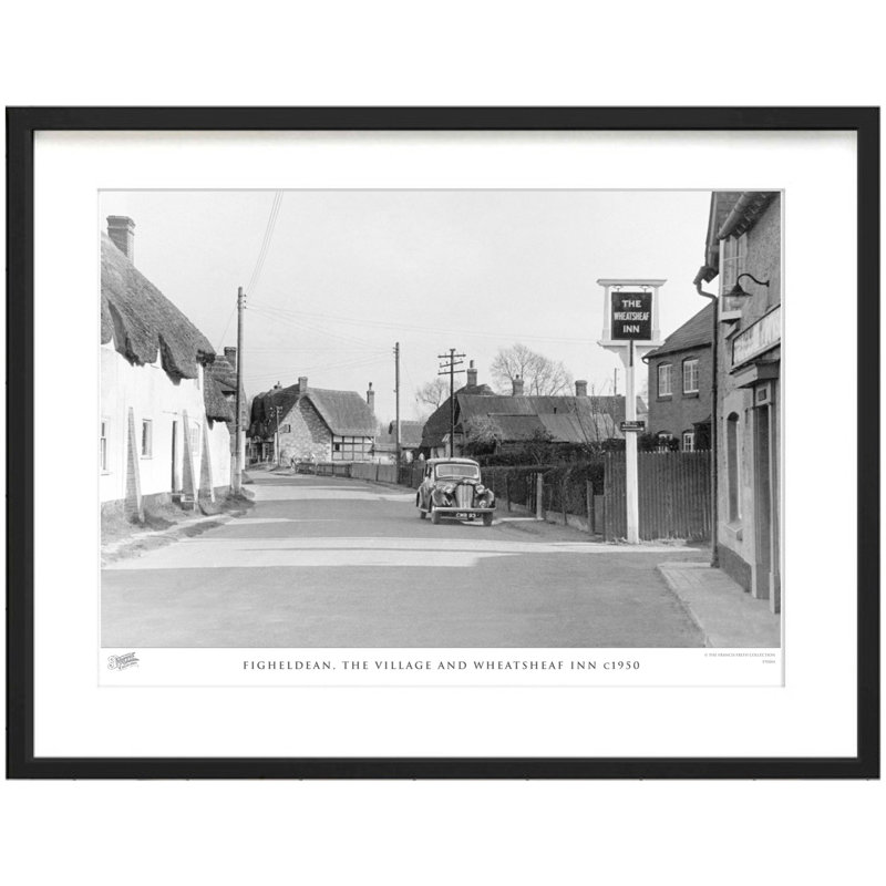 Figheldean, The Village And Wheatsheaf Inn C1950 - Single Picture Frame Print, 28cm H x 36cm W x 2.3cm D
