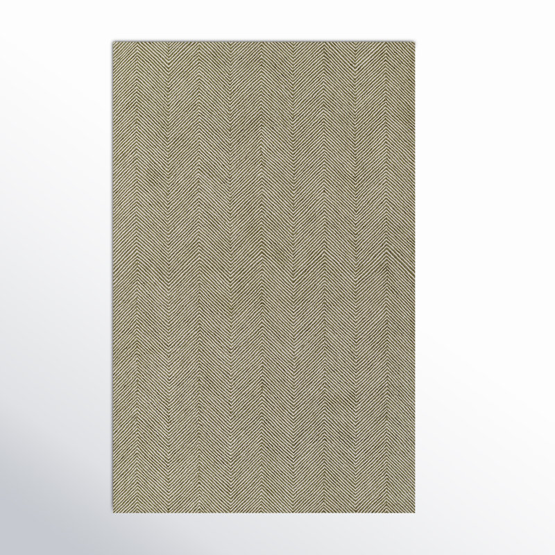 Cerro Chevron Hand Tufted Wool Area Rug in Green, Rectangle 8' x 10'