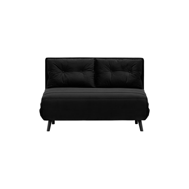 Donald 2 Seater Sofa Bed,  78cm H X 120cm W X 90cm D, Black, Black