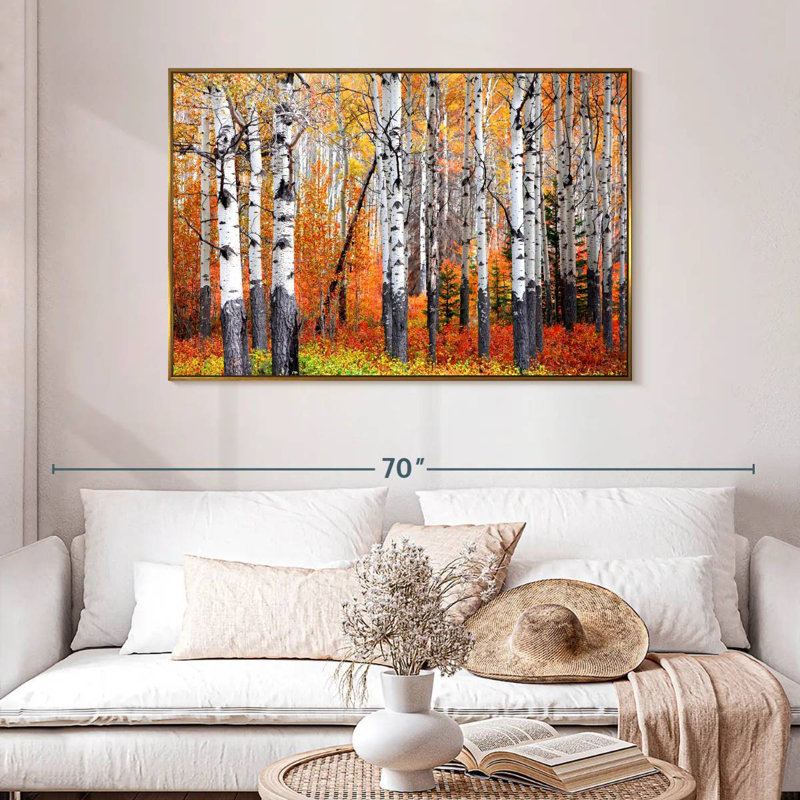 Forêt de trembles de Banff, 46 po x 31 po, Cadre flottant doré