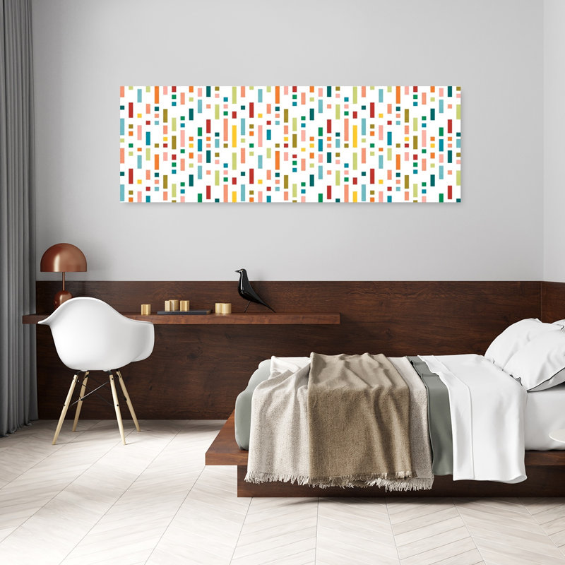 Motif géométrique coloré abstrait, art mural contemporain coloré, H 20 po x l 60 po