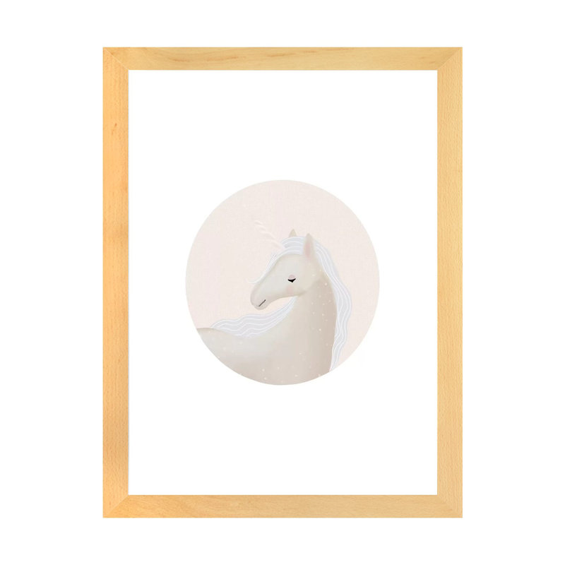 Décoration murale cercle licorne pour enfants, H 32 po x l 24 po x P 1 po, Papier encadré naturel