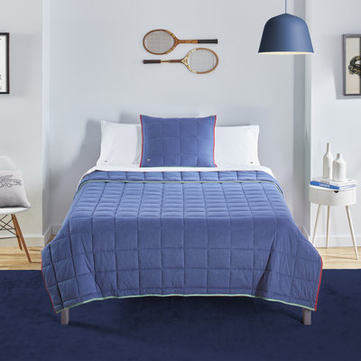 Lacoste Westover Cotton Modal Blend 3-piece Quilt Set In Blue