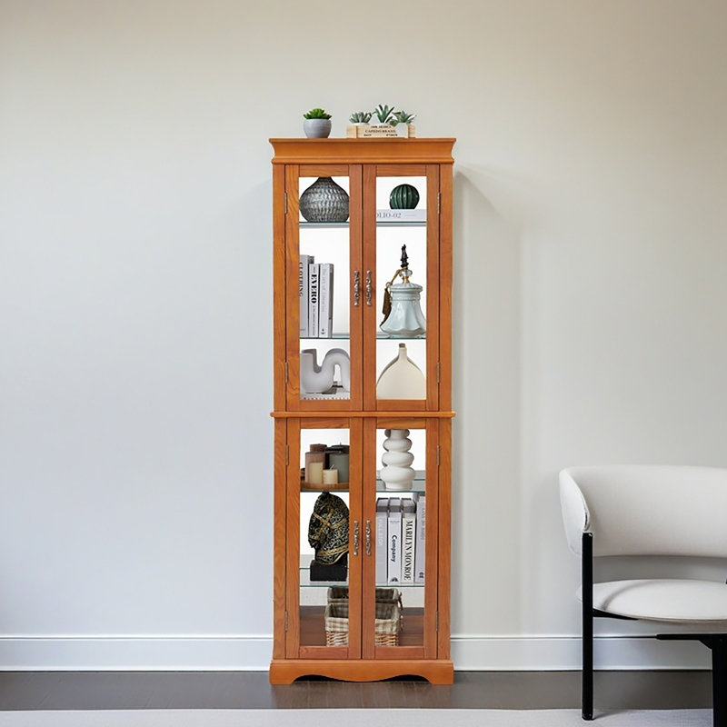 Espejo 26 " W Glass Curio Cabinet, Oak