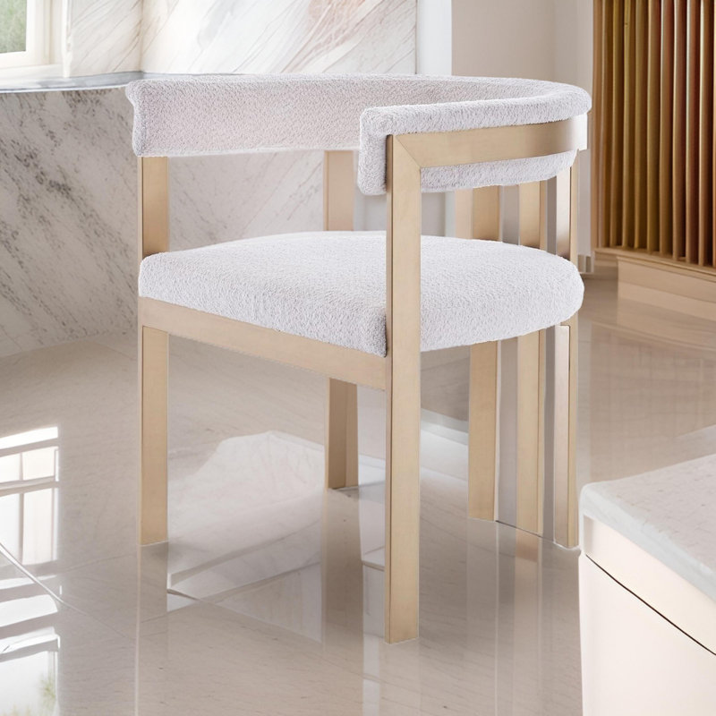 Chaise avec accoudoirs à dossier en lattes Peppa, Beige