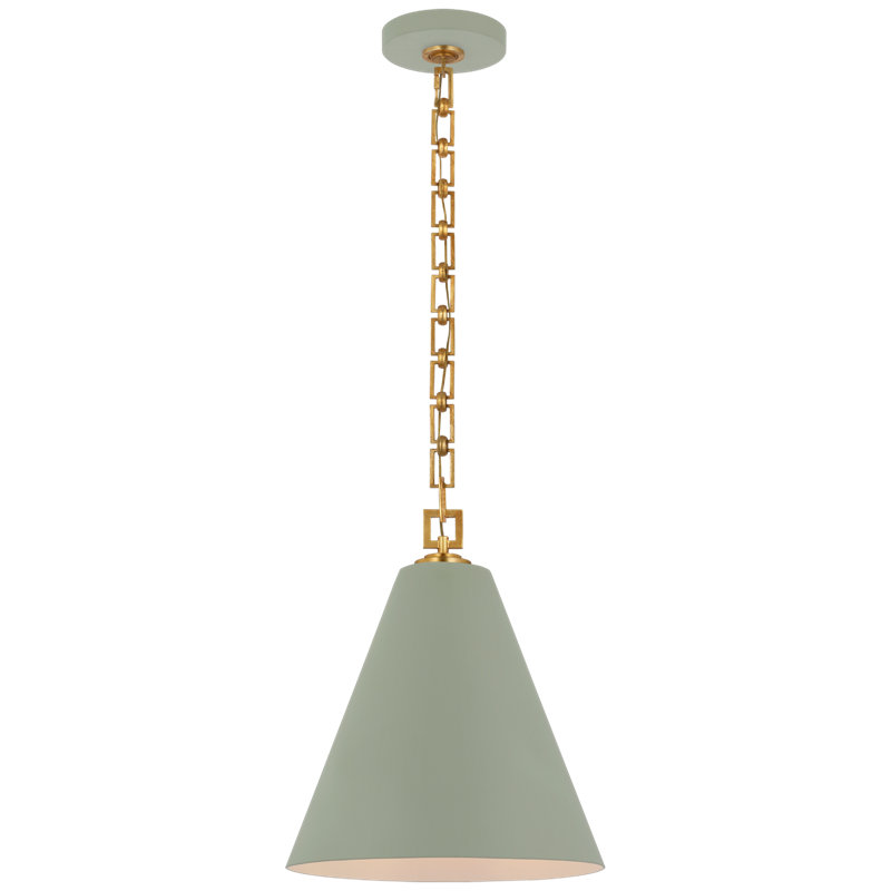 Theo 1 - Light Pendant, Celadon, Celadon/Gild, 17" H x 14.25" W x 14.25" D