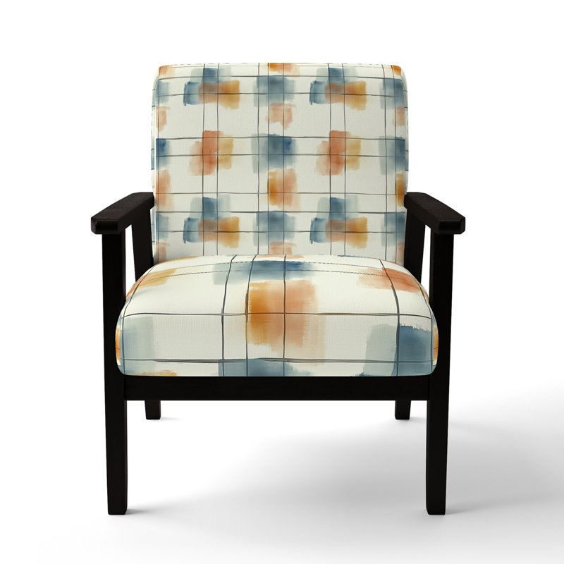 Chaise d'appoint Plaid, Accoudoirs carrés noirs