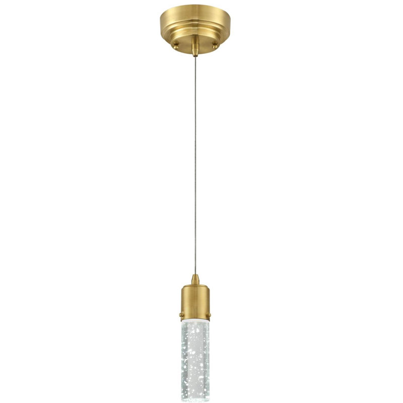 Luminaire suspendu cylindrique à 1 lumière Caillou, Laiton champagne