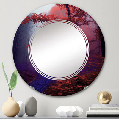 Sharber - Miroir mural rond forêt