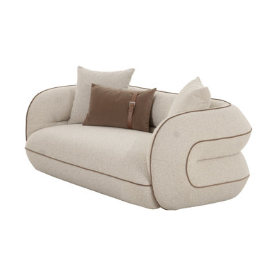 Solano Modern Curved Upholstered Loveseat - Curved Modern Silhouette In Cream Bouclé