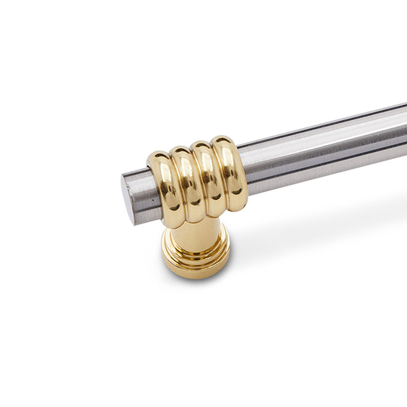 Two Tone Swirl 3" Bar Pull CP Series, Satin Nickel / Polished Brass