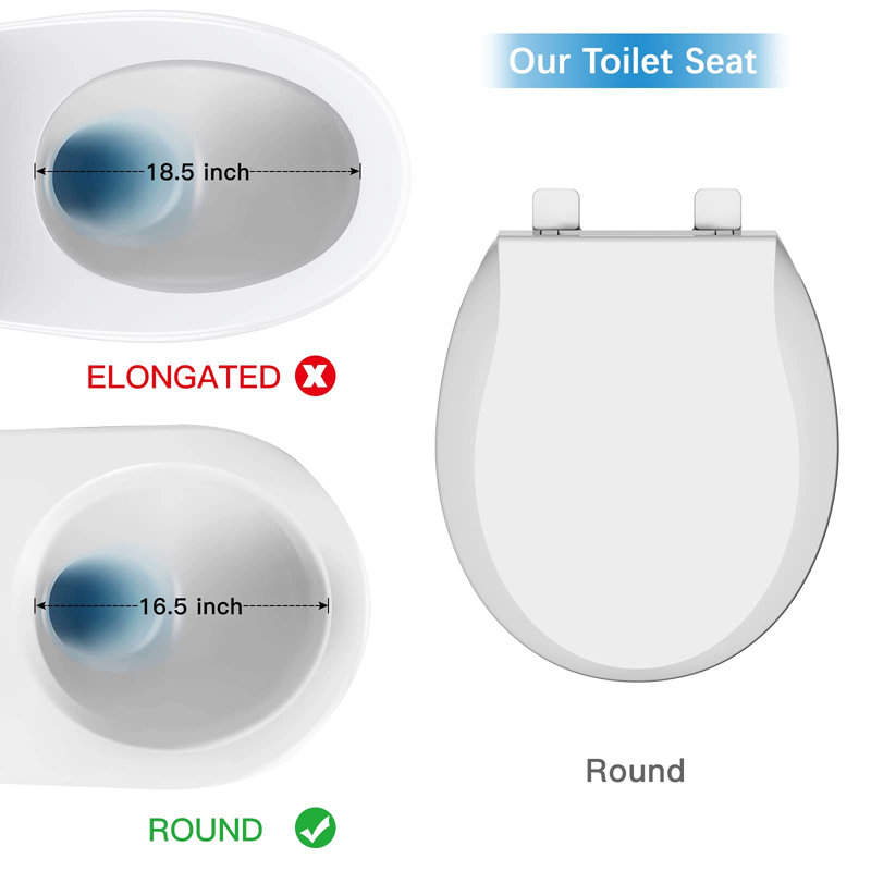 19 Inch Soft Close Heavy Duty Toilet Seat with Dual Nozzle Bidet - Adjustable Water Pressure - Self-Cleaning Leak-Proof Non-Electric Nozzles - Easy Tool-Free Installation