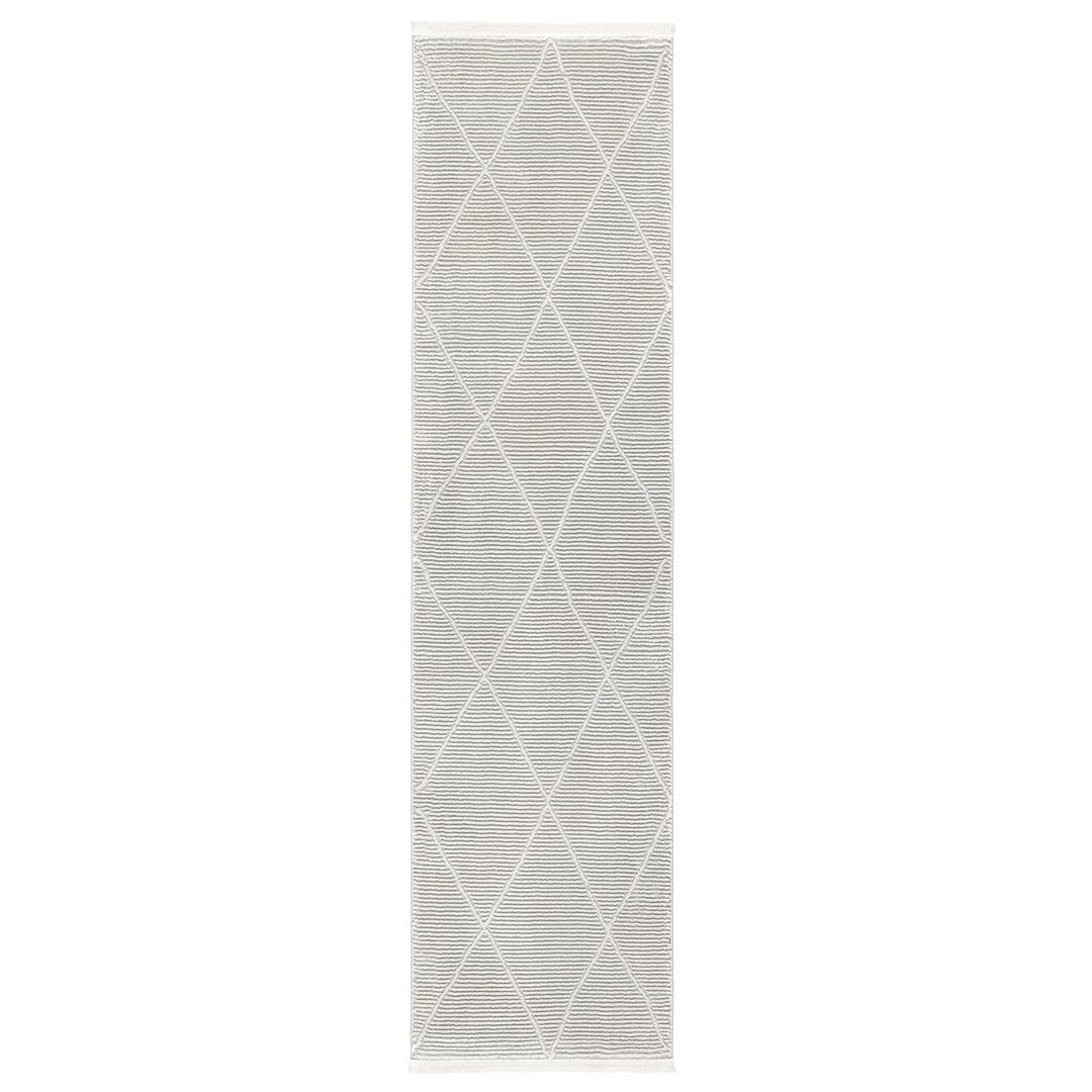 TOWN & COUNTRY LUXE Tretta Contemporary Diamonds Runner Area Rug with Plush High-Low Texture, Ivory Town & Country Living Rug 