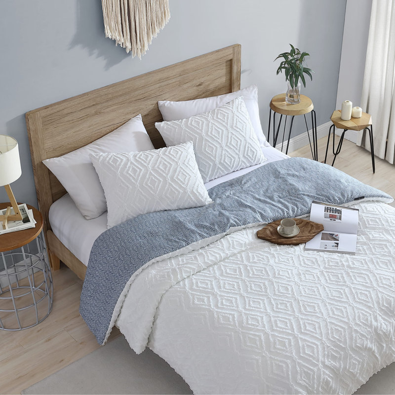 French Connection Hanwell Clipped Jacquard Reversible Comforter Sets, Queen Comforter + 2 Standard Shams