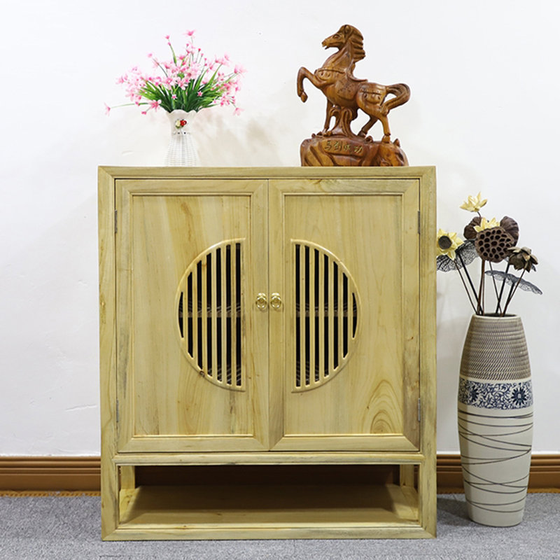 16 - Pair Solid Wood Shoe Storage Cabinet, Yellow