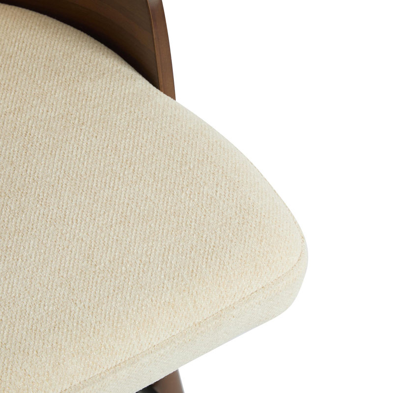 Tabouret de bar d'intérieur en bois Como, finition noyer avec revêtement beige, ensemble de 2