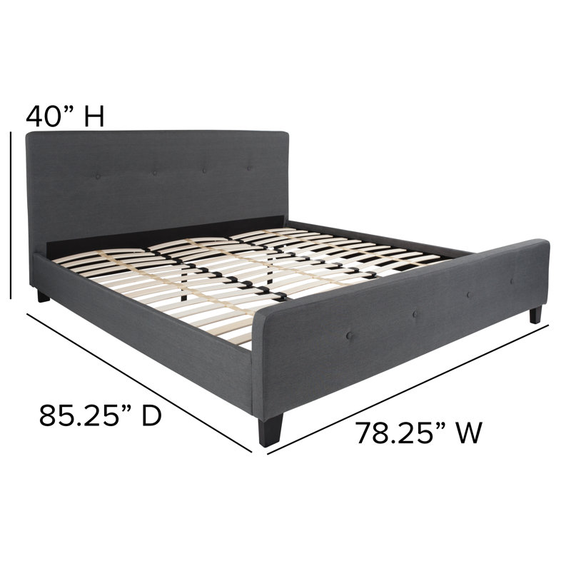 Upholstered Panel Bed, Dark Gray, King