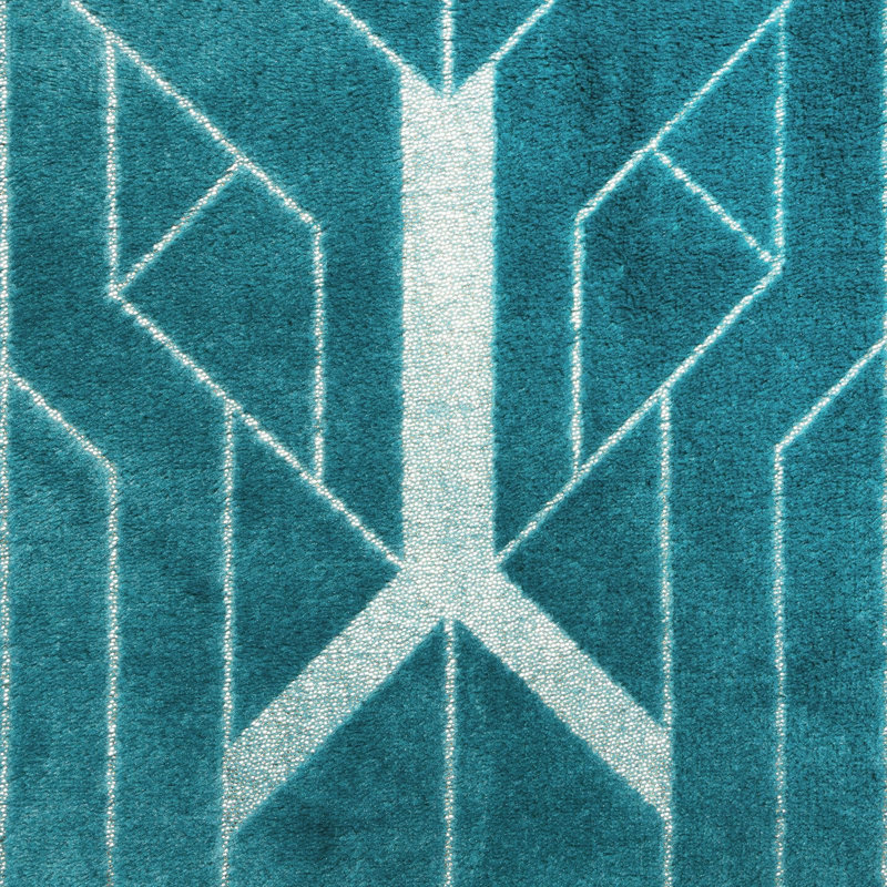 Polyester Geometric Shapes Bedspread, Turquoise