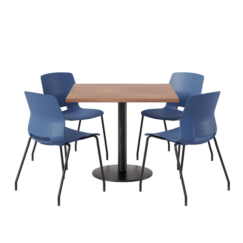 Ensemble repas pour 4 personnes à hauteur de bar, Bleu marine / Noir, H 41 po x L 36 po x l 36 po, Cerise