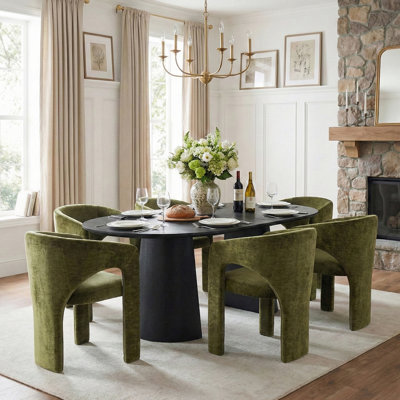 Extendable Dining Table Set, 47"–83" 3-In-1 Modern Oval Dining Table With Pedestal Base And Upholstered Dining Chairs