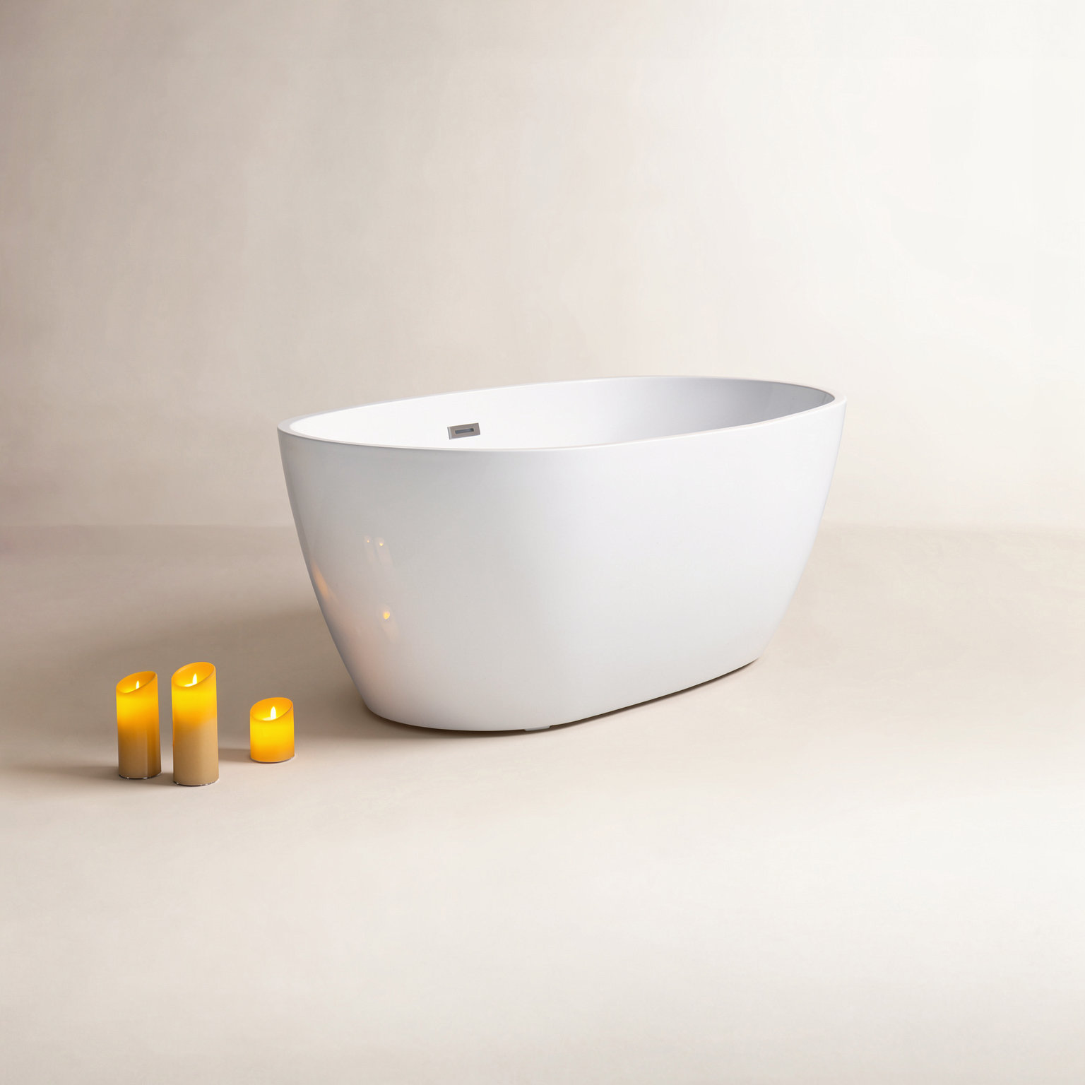 Ember 55" Double Ended Soaking Bathtub, White/Brushed Nickel