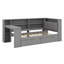 Lit plateforme en bois avec tablettes de rangement, tiroirs, station de charge, DEL, bureau et tête de lit tapissier-286767535-286767568
