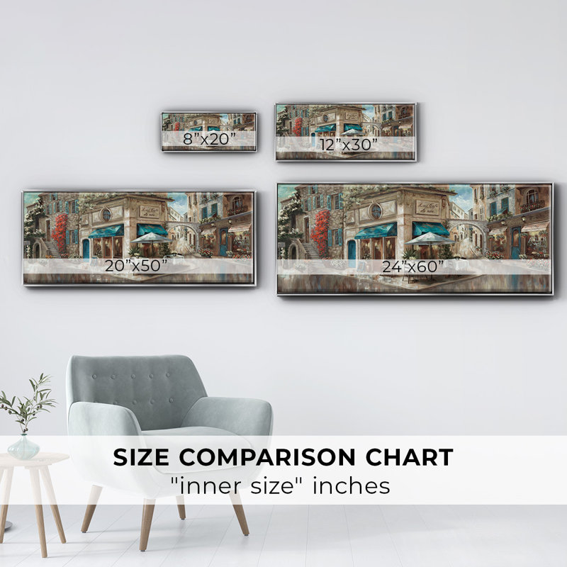 Corner Café- Framed Canvas, 8" H x 20" W