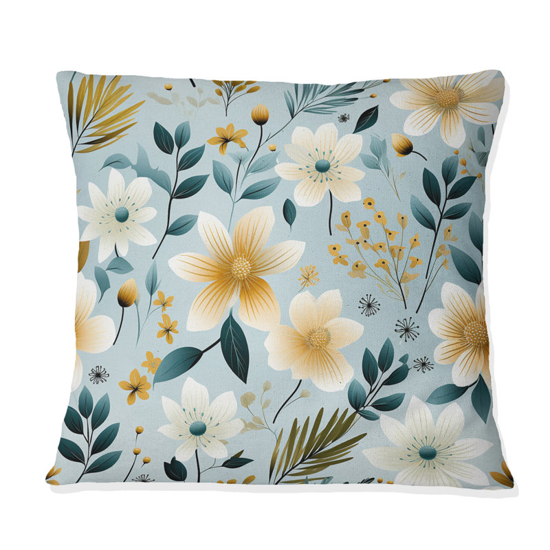 Coussin décoratif à imprimé floral scandinave Garden Flower Whirl III, H 16 po x l 16 po
