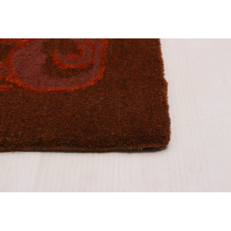 Tapis brun noué à la main 3 pi 4 po x 5 pi 5 po Opulence