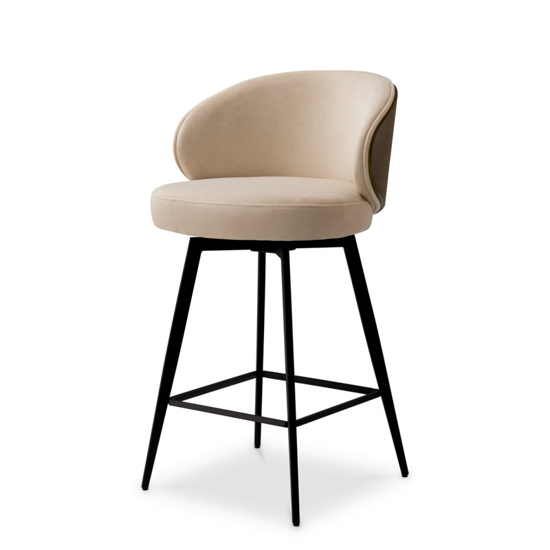 Swivel Upholstered Stool with Metal Frame, Sabino Beige, Counter Stool (26.77" Seat Height)