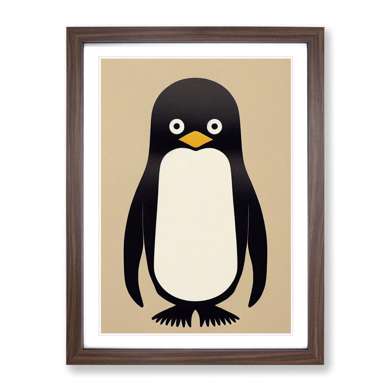 Unique Penguin Art No.3 Abstract - Single Picture Frame Print, 64cm H x 46cm W x 2cm D, Walnut Framed