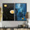 Bleu minimaliste lune V - art mural moderne bleu 2 panneaux