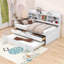 Lit plateforme 3 tiroirs en bois avec tablettes et lit gigogne-764120363-764120362