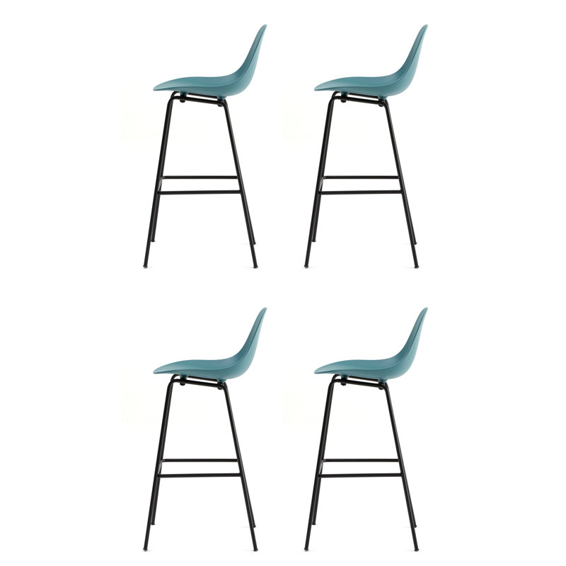 Counter Stool with Metal Frame, Black, Ocean Blue, Bar Stool (29.5" Seat Hight)