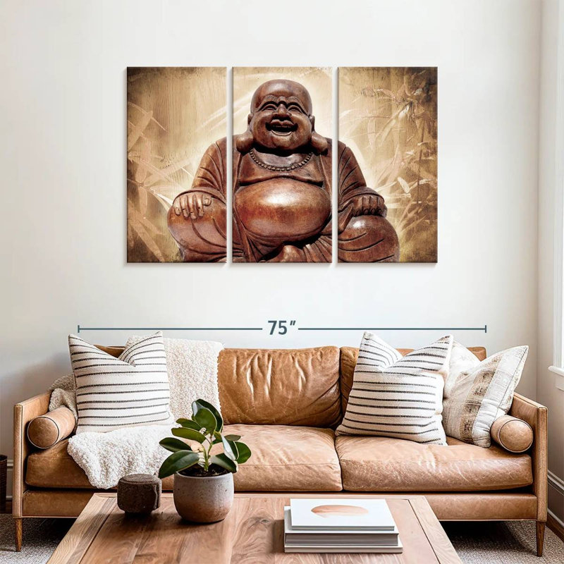 Laughing Buddha Multi Piece Canvas Print, H 36 po x l 57 po x P 1,25 po