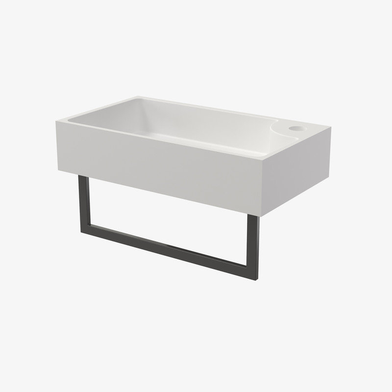 Lavabo de salle de bain mural rectangulaire en pierre avec porte-serviettes CASAINC